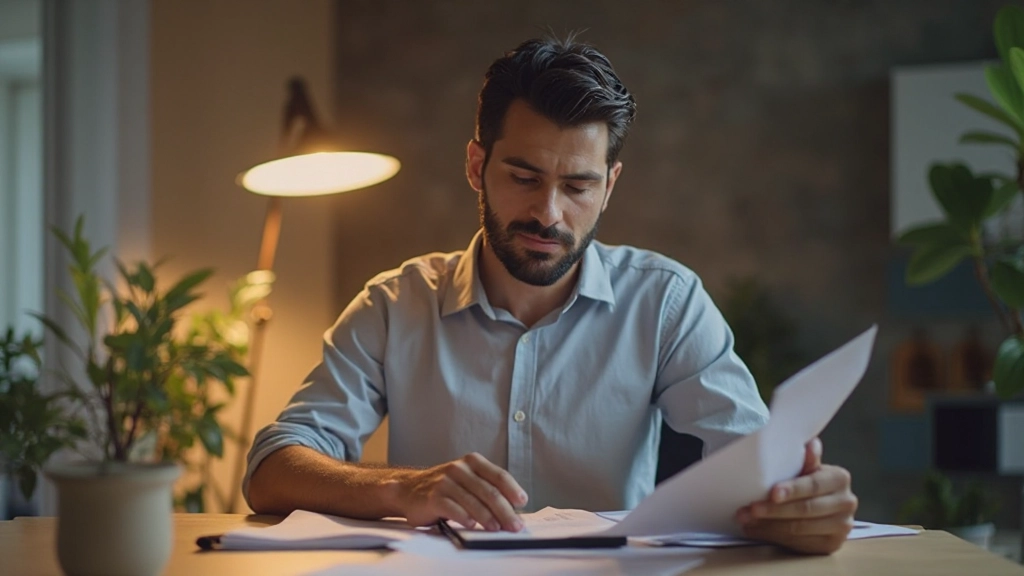 Человек анализирует счета и ведет учет расходов в своем доме