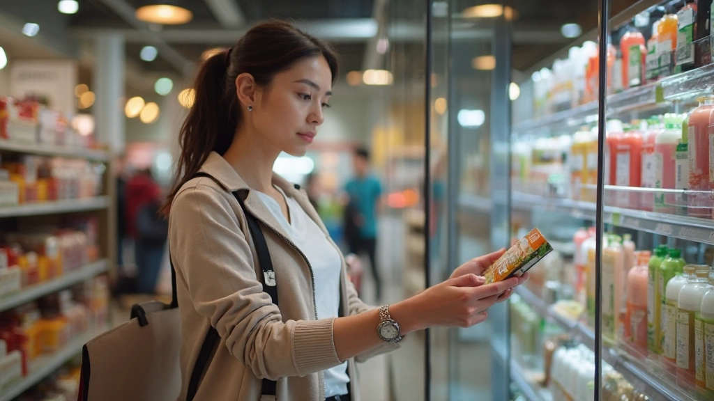 Человек рассматривает различные варианты товаров перед покупкой