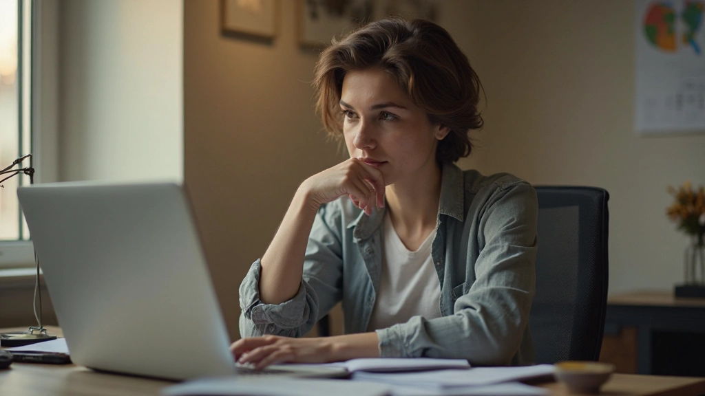 Человек размышляет перед крупной покупкой, анализируя решение