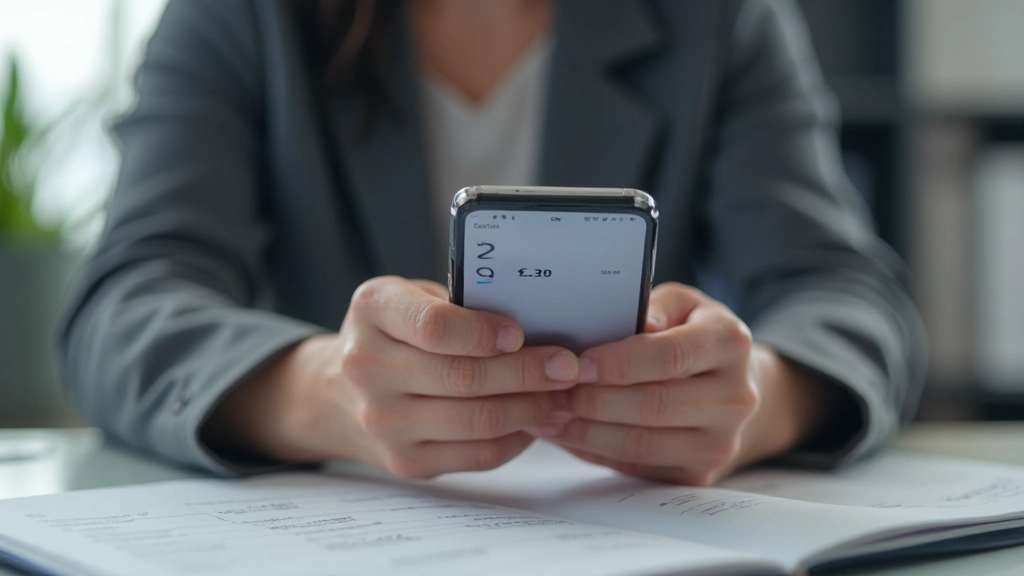 Человек использует финансовое приложение на смартфоне для отслеживания расходов